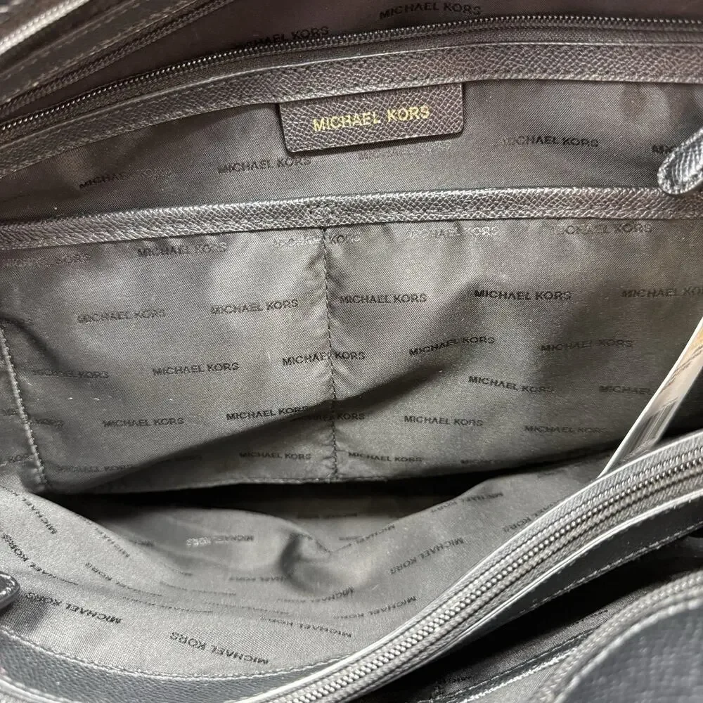 Michael Kors Limited Edition Voyager Pebbled Leather Love Tote Black Bag Purse